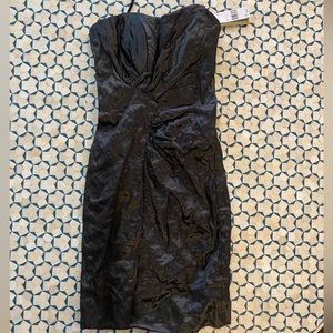 Nicole Miller Crinkle Metallic Strapless Cocktail Dress size 0